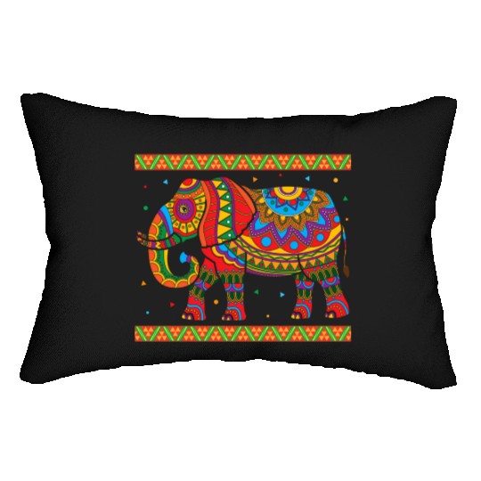 Indian Elephant Colorful Animal Africa Zookeeper S Lumbar Pillows