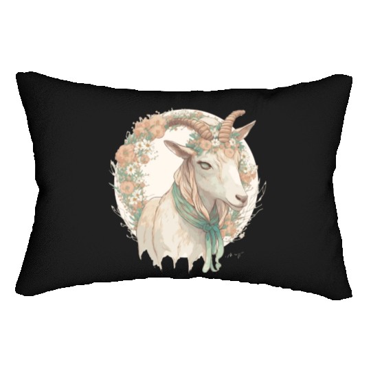 Watercolor Flower Goat Chinese Zodiac Animal Sign Lumbar Pillows