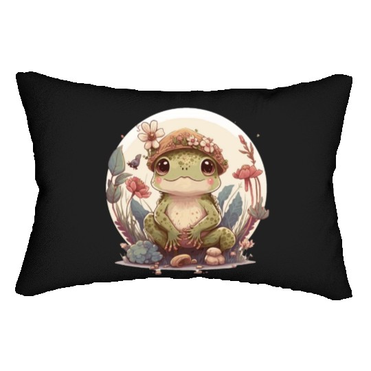 Cute Cottagecore Baby Frog Toad Frog Lovers Lumbar Pillows
