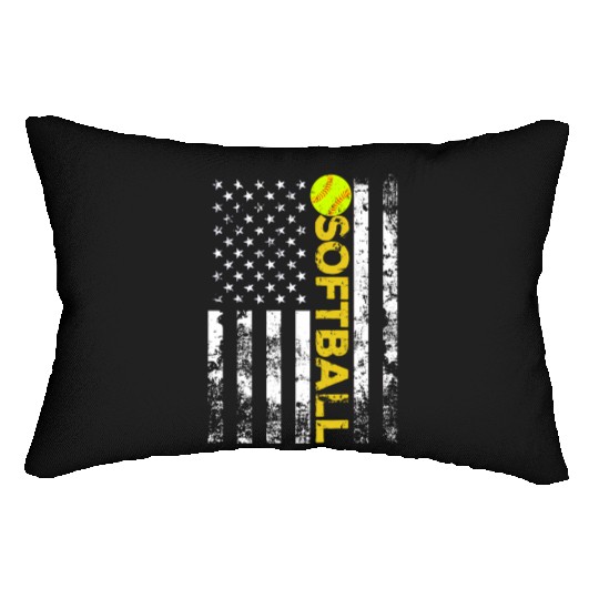American Flag Softball Team Lumbar Pillows