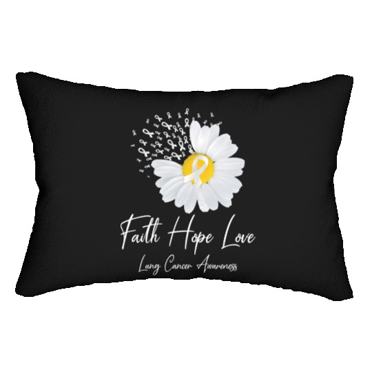 White Flower Ribbon Faith Hope Love Lung Cancer Aw Lumbar Pillows