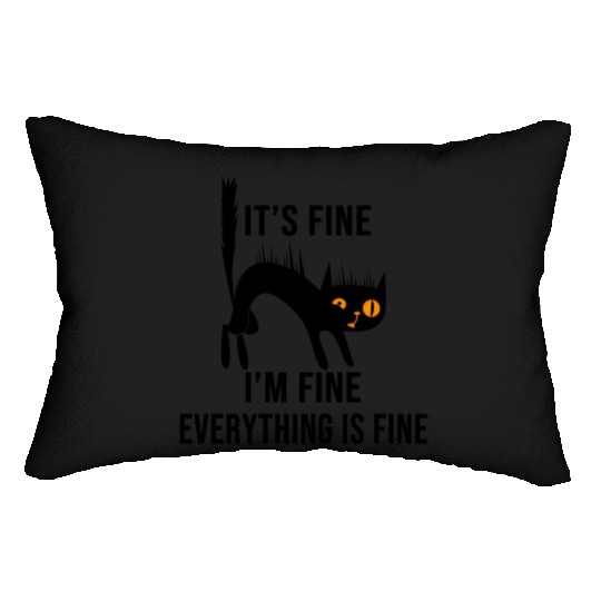 It'S Fine I'M Fine Everything Is Fine Cat Lumbar Pillows