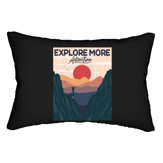 Adventure Explore More Sunset Hills Camping Mounta Lumbar Pillows