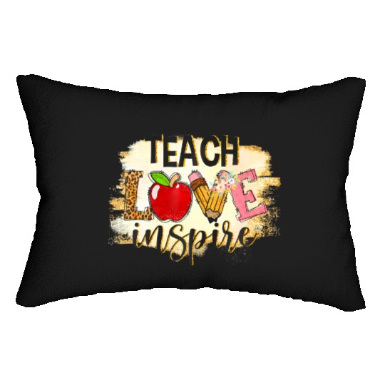 Teach Love Inspire Back To School Leopard Teacher Lumbar Pillows