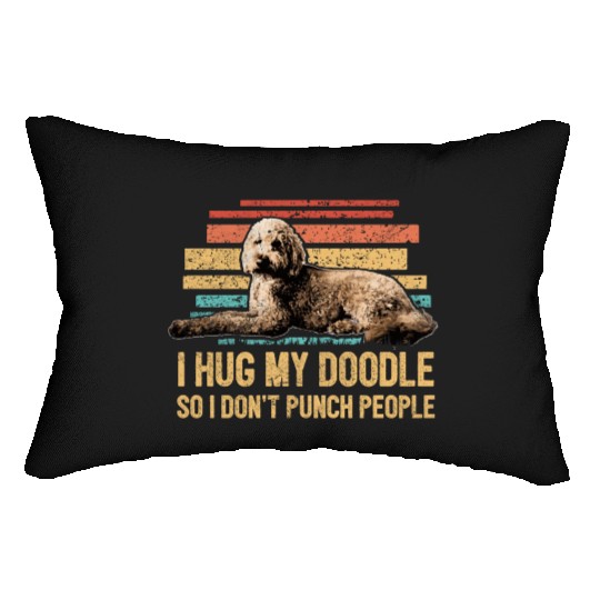 I Hug My Doodle Retro Goldendoodle Dog Dad Doodle Lumbar Pillows