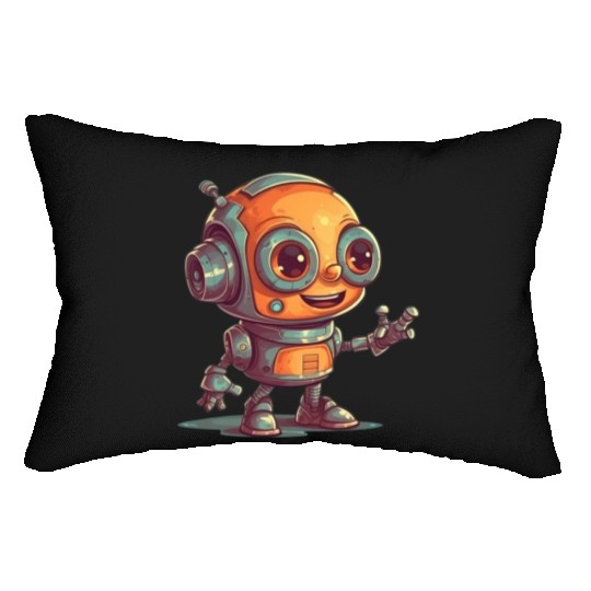 Cute waving robot illustration technology friendly Lumbar Pillows