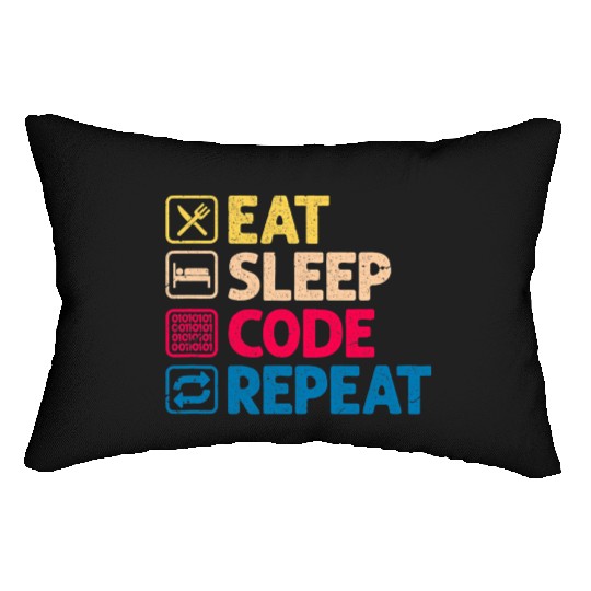Eat Sleep Code Repeat Funny Binary Programmer Lumbar Pillows