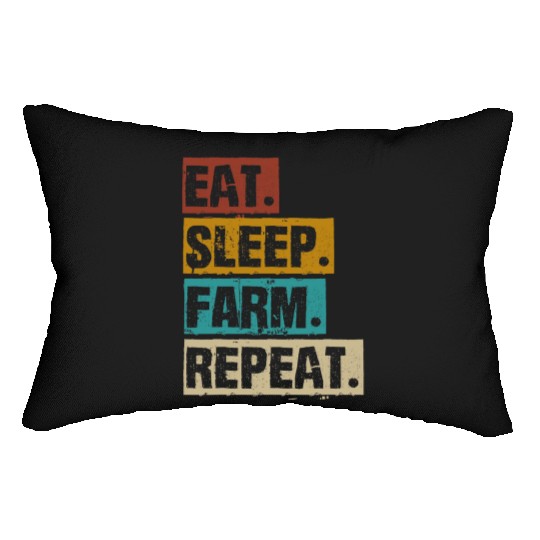 Eat Sleep Farm Repeat Retro Vintage Farmer Farming Lumbar Pillows