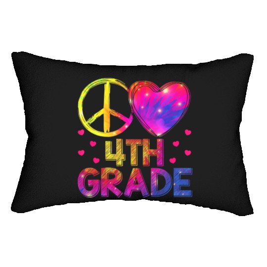 Tie Dye Peace Love 4th Grade Teacher Student Back Lumbar Pillows