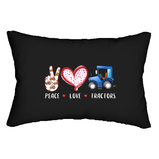 Peace Love Tractors farm farmers for kid boy Lumbar Pillows