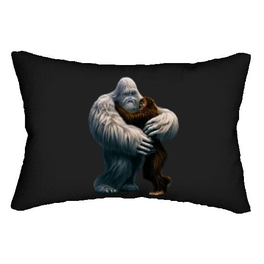 Yeti hugs Bigfoot Lumbar Pillows