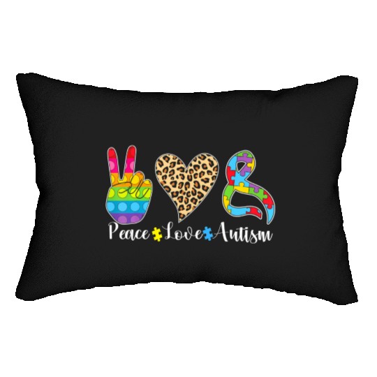 Peace Love Autism Puzzle In April We Wear Blue For Lumbar Pillows