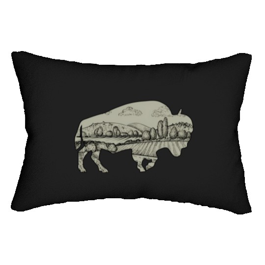 Landscape Buffalo Bison Lumbar Pillows