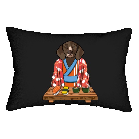 Kawaii Japanese German Shorthaired Pointer Kimono Lumbar Pillows