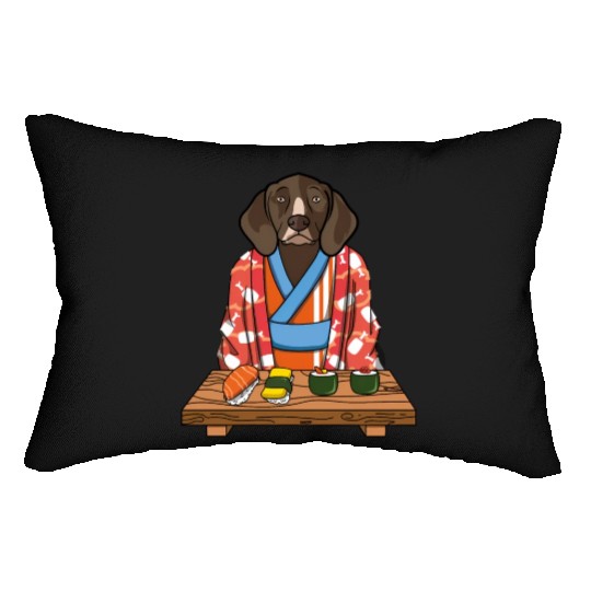 Kawaii Japanese German Shorthaired Pointer Kimono Lumbar Pillows