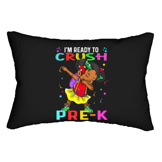 pre k hello pre-k first day back to school Melanin Lumbar Pillows