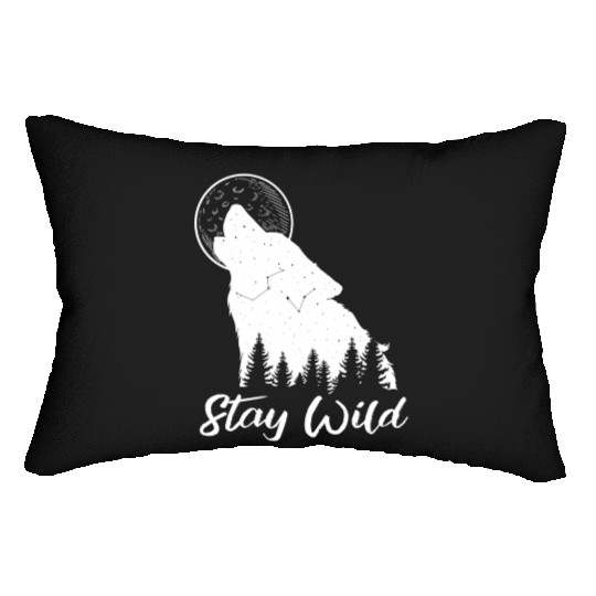 Wolf Stay Wild Outdoor Wolves Lumbar Pillows