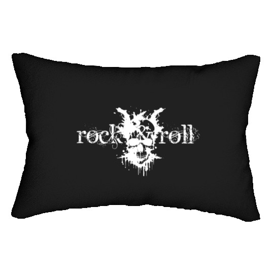 rock and roll skull design Lumbar Pillows