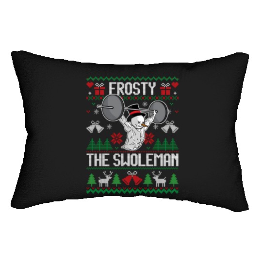 Frosty The Swoleman Ugly Snowman Gym Lumbar Pillows