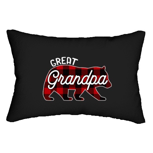 Great Grandpa Bear Red Buffalo Plaid Family Lumbar Pillows