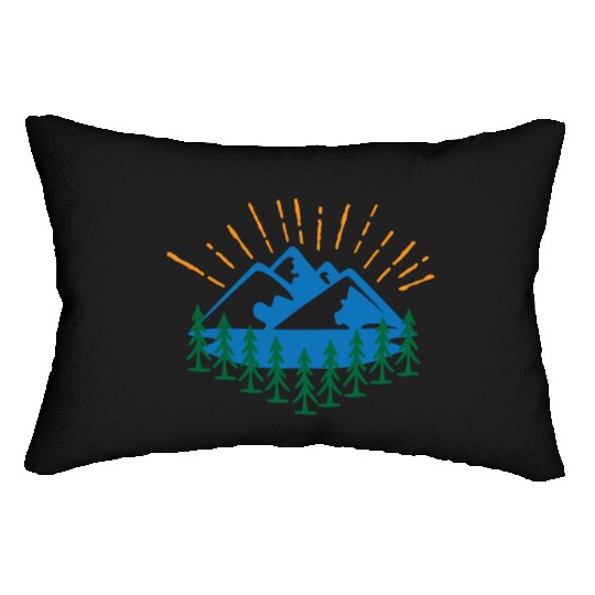 Blue Mountain And Forest Lumbar Pillows