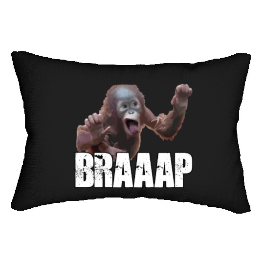 Braaap Monkey Face Riding A Motocross Lumbar Pillows
