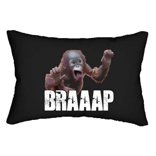 Braaap Monkey Face Riding A Motocross Lumbar Pillows