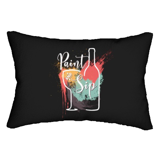 Paint And Sip Party Night Wine And Canvas Novelty Lumbar Pillows