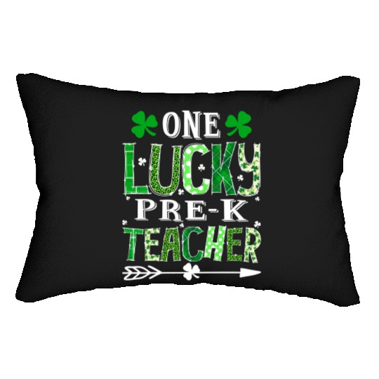 St Patrick'S Day One Lucky Pre-K Teacher Shamrock Lumbar Pillows