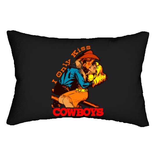 I Only Kiss Cowboys Western Cow Lumbar Pillows
