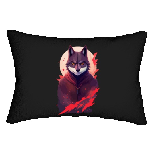 Ninja Style: The Cute Wolf Face with a Twist of Me Lumbar Pillows