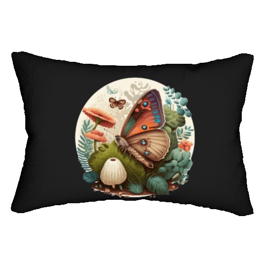 Cottagecore Butterfly Mushroom Plants Botanic Herb Lumbar Pillows