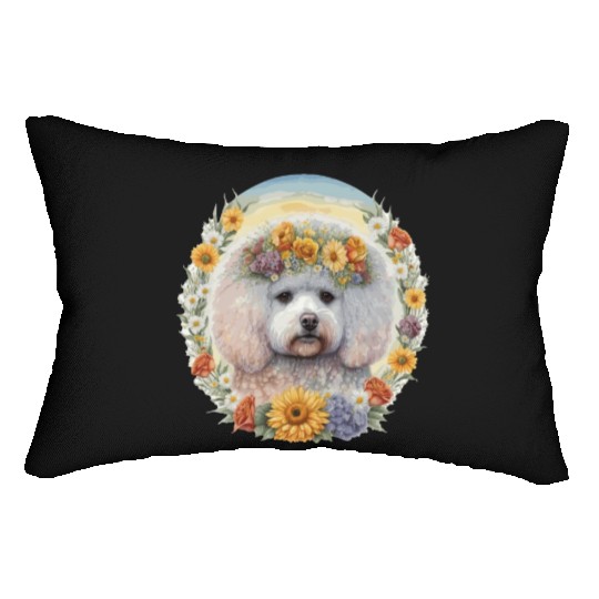 Cute Bichon Frise Sunflower Dog Breed Pet Puppy Lumbar Pillows