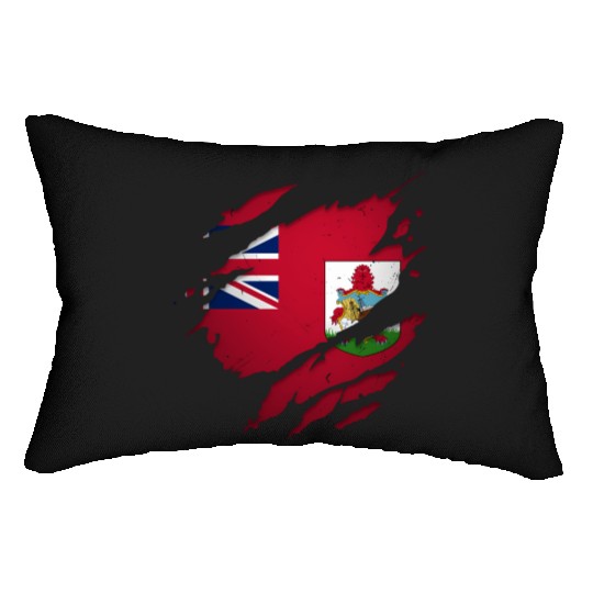 Proud Bermudians Torn Ripped Bermuda Flag Lumbar Pillows