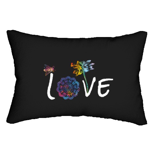 Namaste Love Lotus Bee Peace Meditation Lumbar Pillows