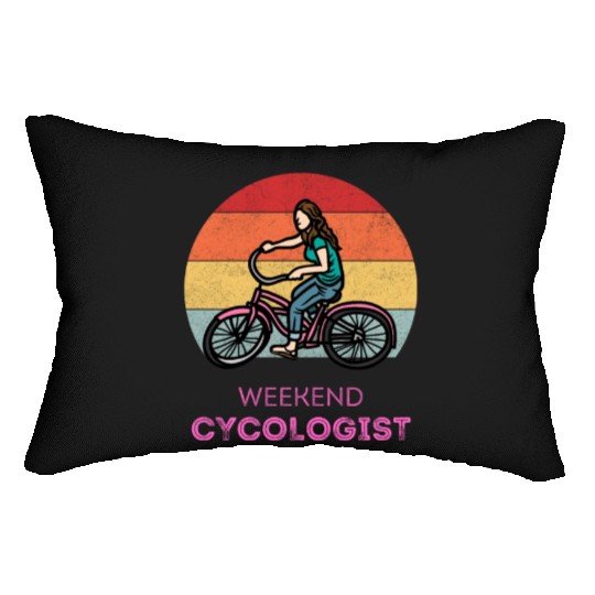 Weekend Cycologist Retro Sunset Cycling Lumbar Pillows