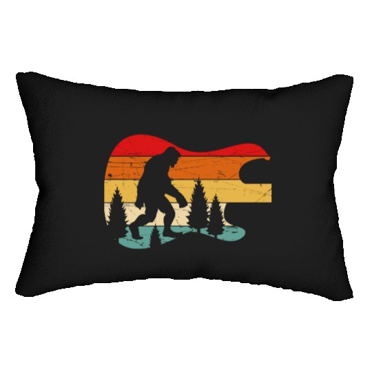 Bigfoot Guitar Vintage Sasquatch Believers Lumbar Pillows
