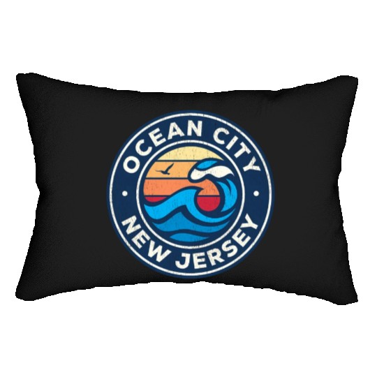 Ocean City New Jersey Nj Nautical Waves Lumbar Pillows