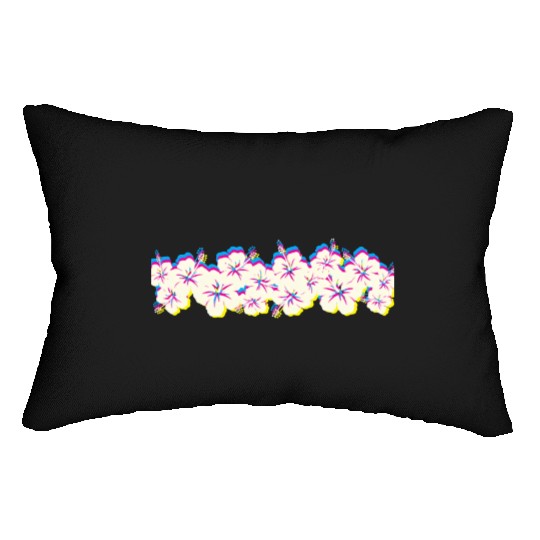 Hawaii Hibiscus Flower Row 1970S Glitch Aesthetic Lumbar Pillows