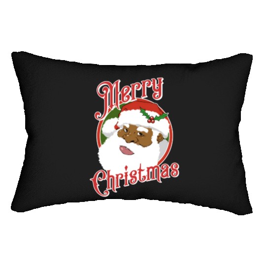 Black Merry African American Santa Claus Lumbar Pillows