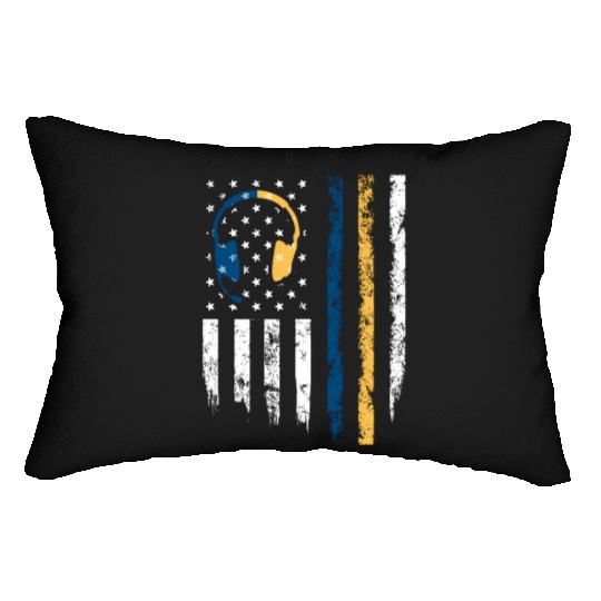 Gold Blue Line 911 Police Dispatcher First Lumbar Pillows