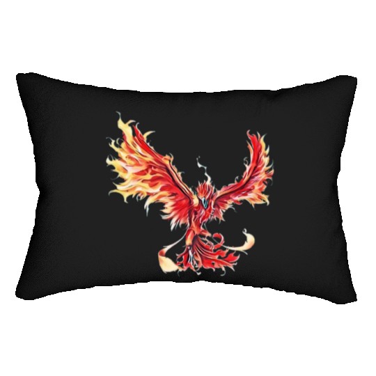 Phoenix From The Ashes Mythical Fire Bird Phoenix Lumbar Pillows