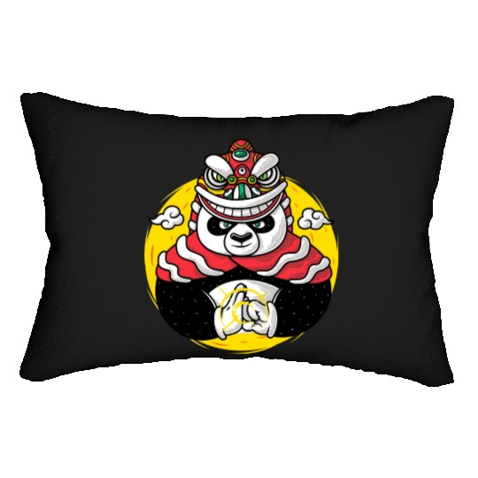 Lion Dance Panda Lumbar Pillows