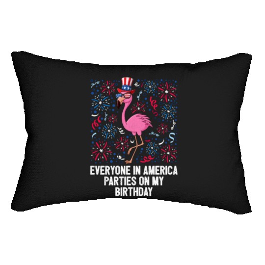 4th Of July Everyone In America Flamingo US Lumbar Pillows