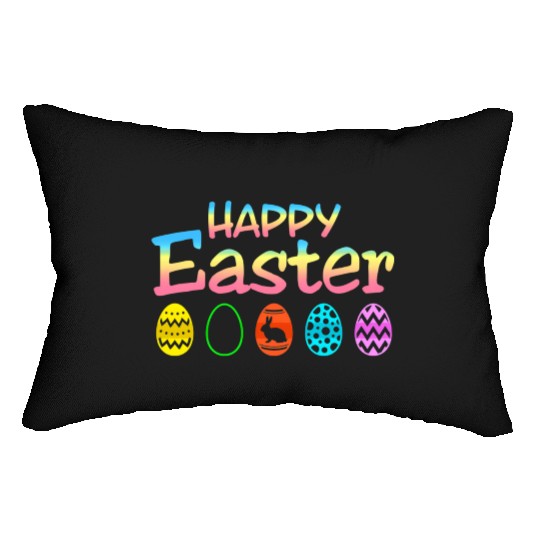 Happy Easter Bunny Colorful Eggs Perfect For Lumbar Pillows