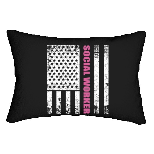 Social Worker US Flag USA Stars and Stripes Lumbar Pillows