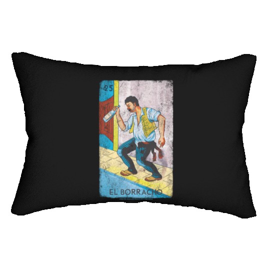 Loteria El Borracho Colorful Tarot Card Lumbar Pillows