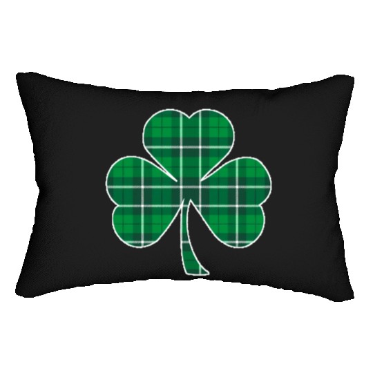 St Patric Day Irish Green Buffalo Plaid Shamrock Lumbar Pillows
