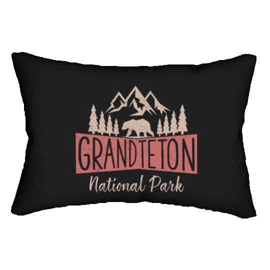 Vintage Grand Teton National Park Us Mountains Lumbar Pillows