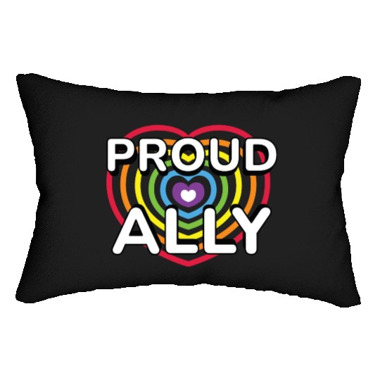 Proud Ally Rainbow Heart LGBTQIA Pride Month v01 Lumbar Pillows